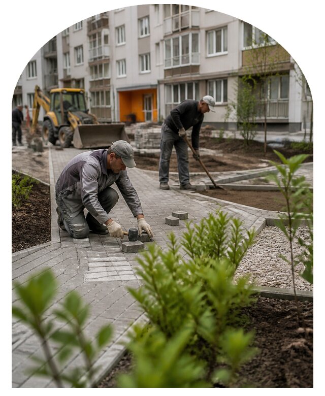 Благоустройство двора многоквартирного дома в Уфе